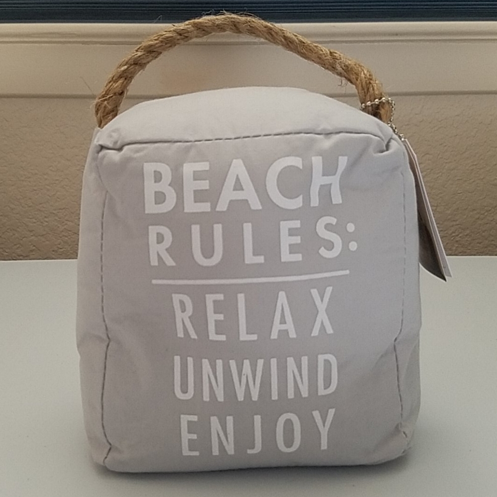 Door Stopper Beach Rules Gray NWT